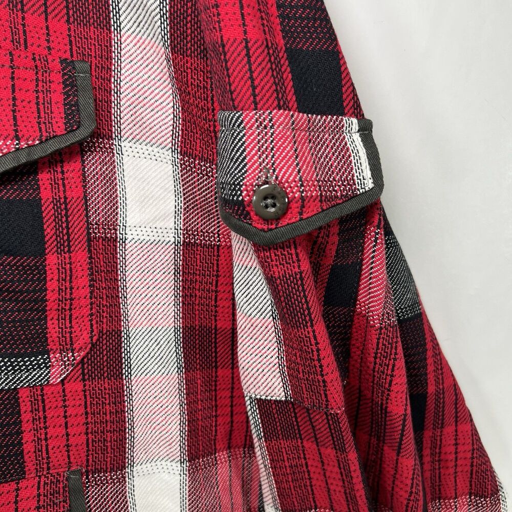 Parish Nation Button Up Flannel Shirt Men 3XL Red Black Plaid Heavyweight Cotton - Picture 6 of 13